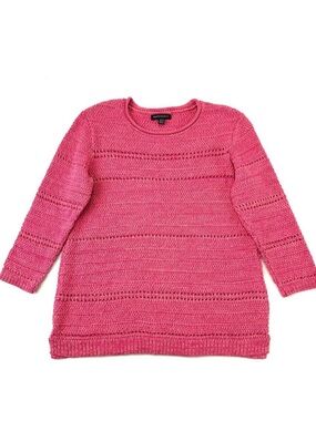 Parkhurst pink cotton sweater Small three quarter sleeve Spring Summer Casual